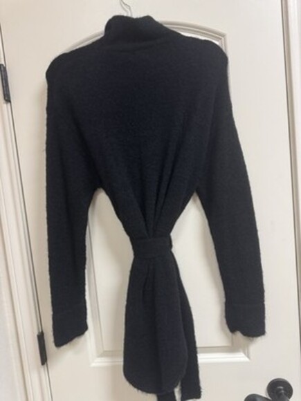 Black Turtle Neck Sweater Dress Size Small With Tie Belt - Picture 4 of 4